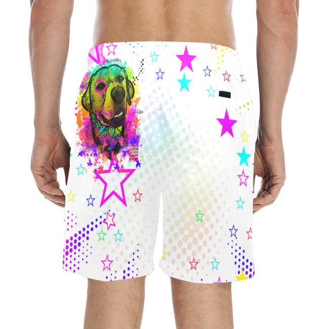 Preview: Badehose mit Hundemotiv Leo - Badehose, Shorts, Strand, bunt, Swimwear, Bademode, Mix, Mischling, Labrador, Labbi