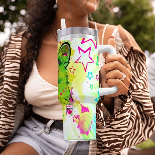 Preview: Tumbler mit Hundemotiv Luna - Edelstahl, Becher, 1L, mit Strohhalm, bunt, Motive in Digitaler Popart, Mischling, Mix, Strassenhund