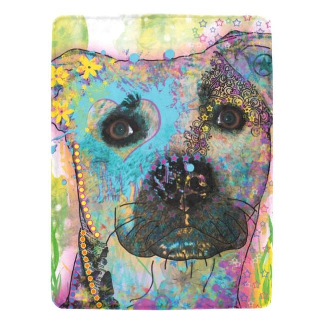 Decke Mojito -  Fleecedecke, kuschlig, weich, bunt, Motive in Digitaler Popart, 152cm x 203cm, bunt, Staff, Amstaff, Staffordshire, Soka, Listenhund, Bollerkopf, Mix