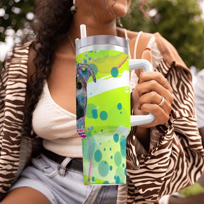 Preview: Tumbler mit Hundemotiv Moito - Edelstahl, Becher, 1L, mit Strohhalm, bunt, Motive in Digitaler Popart, AmStaff, Staffordshire, SOKA, Listenhund