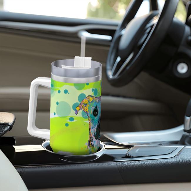 Preview: Tumbler mit Hundemotiv Moito - Edelstahl, Becher, 1L, mit Strohhalm, bunt, Motive in Digitaler Popart, AmStaff, Staffordshire, SOKA, Listenhund