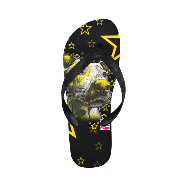 Preview: Flip Flops Hundemotiv Motte1 - Strandsandalen, Sandalen, bunt, Grösse 38-45, Unisex, AmStaff, Staffordshire, Staff, Pitbull, Pit, SOKA, Familienhunde
