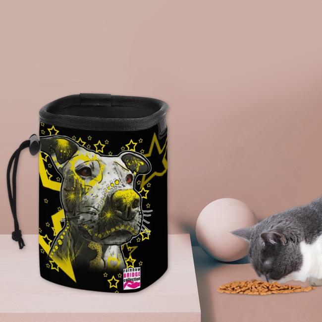 Preview: NomNom Bag Motte1 - Leckerchenbeutel, Leckerli, Futterbeutel, bunt, Oxfordstoff, AmStaff, Staffordshire, Pit, Pitbull, SOKA, Listenhund