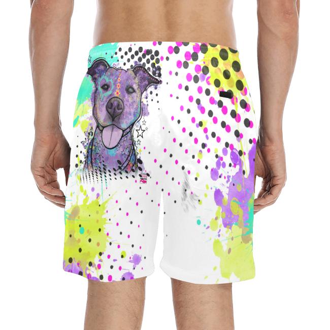 Preview: Badehose mit Hundemotiv Mäusi - Badehose, Shorts, Strand, bunt, Swimwear, Bademode, Staffordshire, AmStaff, Staff, Pitbull, Pit, SOKA, Listenhund