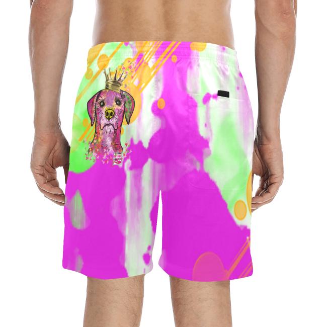 Preview: Badehose mit Hundemotiv Otis - Badehose, Shorts, Strand, bunt, Swimwear, Mischling, Mix, Strassenhund