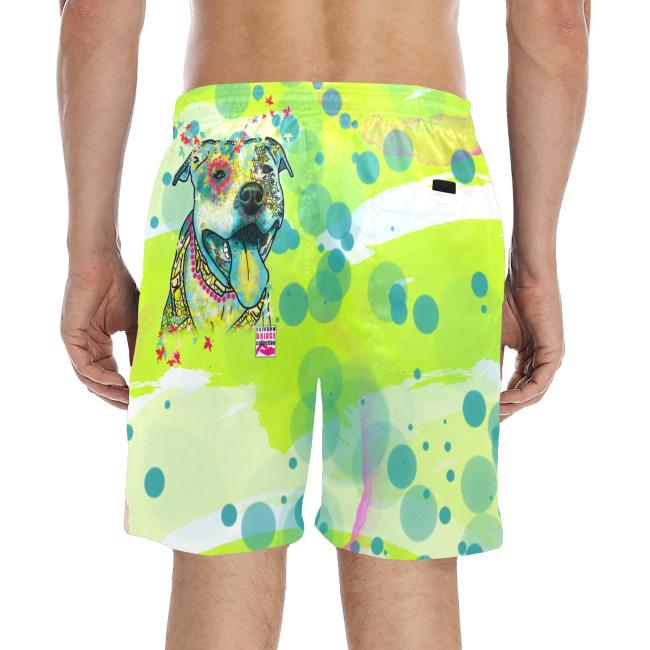 Preview: Badehose mit Hundemotiv Pablo - Badehose, Shorts, Strand, bunt, Swimwear, Bademode, Staffordshire, AmStaff, Staff, Pitbull, Pit, SOKA, Listenhund