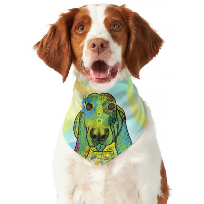Hunde-Bandana Paolo - Popart Hundedesign, 100 % Polyester, 70x30 cm, verstellbar, waschbar