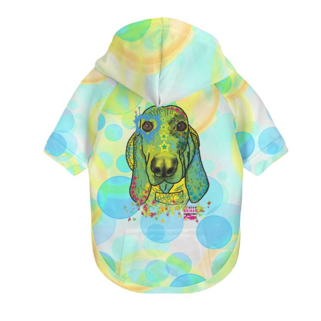 Hunde-Hoodie, Hundemotiv Paolo – bunte Popart, gemütlich, waschbar, Polyster