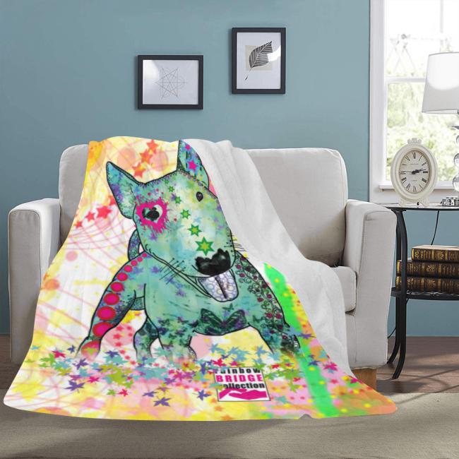 Preview: Decke Paul -  Fleecedecke, kuschlig, weich, bunt, Motive in Digitaler Popart, 152cm x 203cm, bunt, Mini,Bullterrier, Bulli