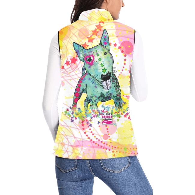 Preview: Weste mit Hundemotiv Paul - 100 % Polyester, Wattiertes Futter, Ärmellos, bunt, Hundemotiv, Mini, Bullterrier, Bulli, Listenhund, SOKA