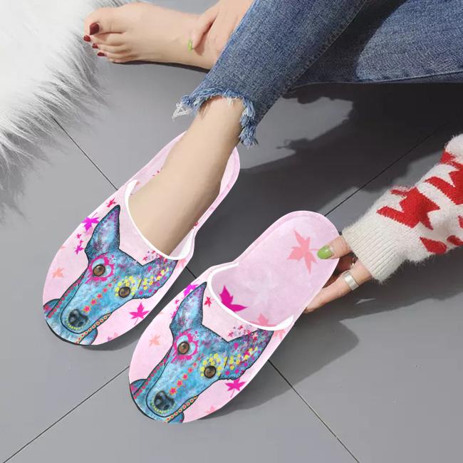 Preview: Hauspuschen Hundemotiv Princessa - Hausschuhe, Pantoffeln, Unisex, Grösse 35-43, bunt, Mischling, Mix, Windhunde, Podenco