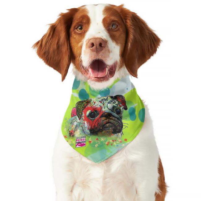 Hunde-Bandana Rex 2 - Popart Hundedesign, 100 % Polyester, 70x30 cm, verstellbar, waschbar