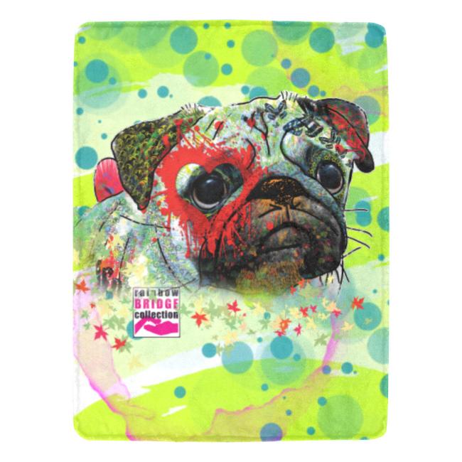 Decke Rex2 -  Fleecedecke, kuschlig, weich, bunt, Motive in Digitaler Popart, 152cm x 203cm, bunte, Mops, Pug, Mix
