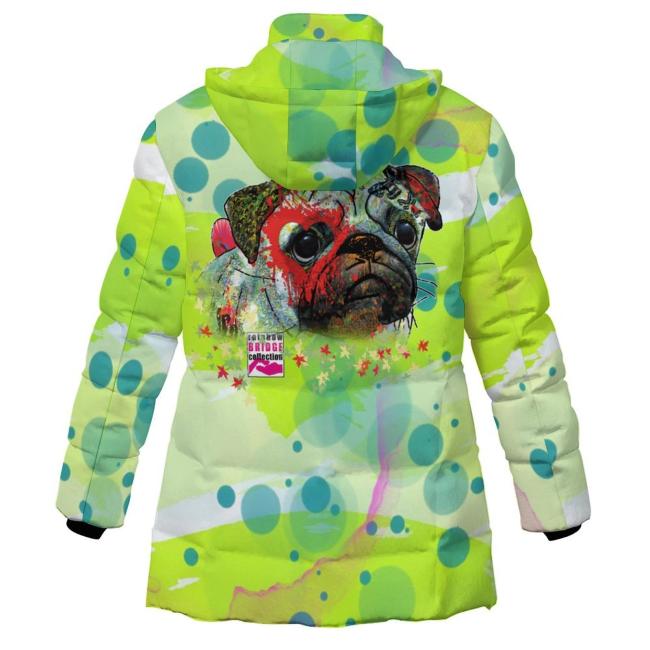 Warme Winterjacke mit Hundemotiv Rex2 – Popart Hundemotiv, 96% Polyester, 4% Spandex Unisex, bunt, Größe S-6XL, Mischling, Mix, Mops
