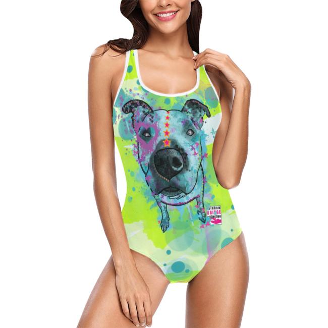 Badeanzug Hundemotiv Sancho -  85% Polyester, 15% Spandex, Wasserecht, mit Innenfutter, bunt, AmStaff, Staff, Staffordshire, SOKA, Listenhund