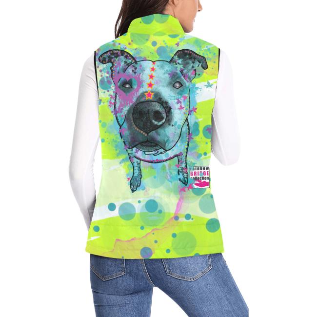 Preview: Weste mit Hundemotiv Sancho - 100 % Polyester, Wattiertes Futter, Ärmellos, bunt, Hundemotiv, AmStaff, Staff, Staffordshire, Pitbull, Pit