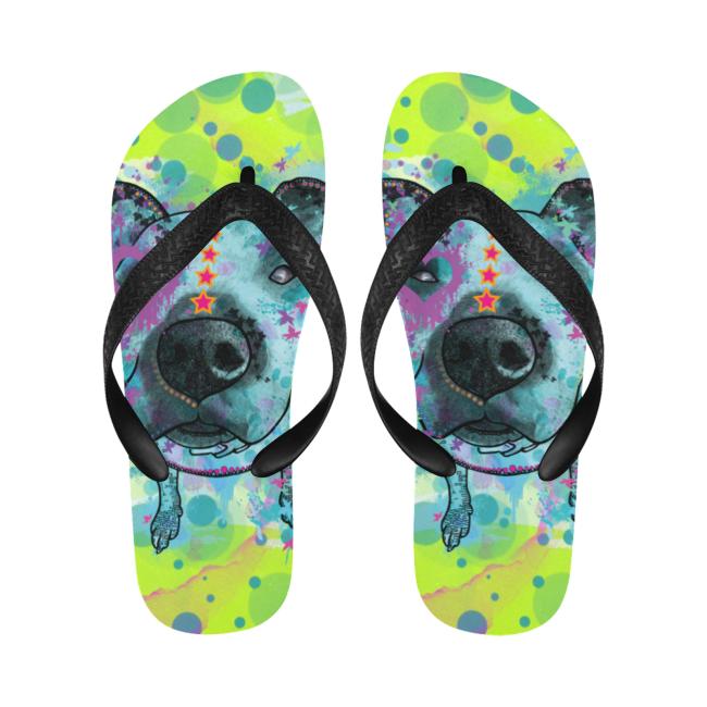 Flip Flops Hundemotiv Sancho - Strandsandalen, Sandalen, bunt, Grösse 38-45, Unisex, AmStaff, Staffordshire, Staff, Pitbull, Pit, SOKA, Familienhunde