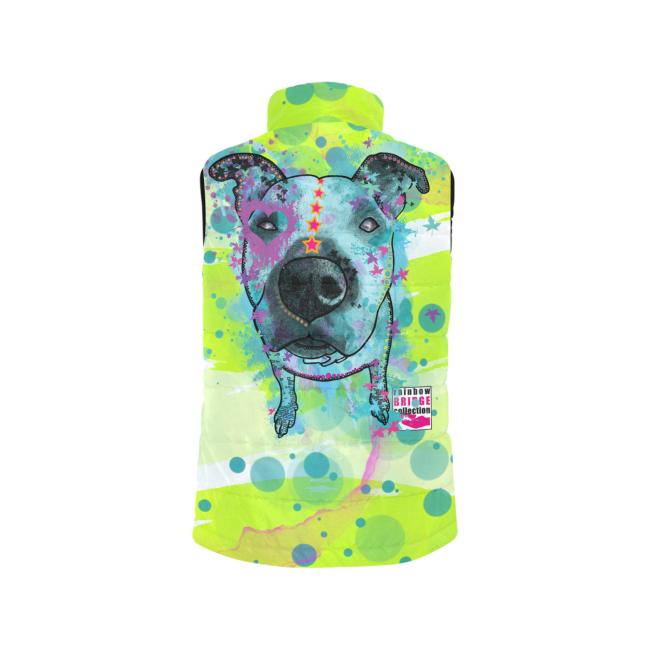 Preview: Weste mit Hundemotiv Sancho - 100 % Polyester, Wattiertes Futter, Ärmellos, bunt, Hundemotiv, AmStaff, Staff, Staffordshire, Pitbull, Pit