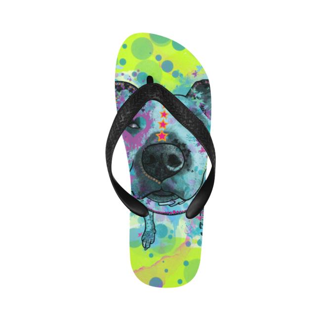 Preview: Flip Flops Hundemotiv Sancho - Strandsandalen, Sandalen, bunt, Grösse 38-45, Unisex, AmStaff, Staffordshire, Staff, Pitbull, Pit, SOKA, Familienhunde