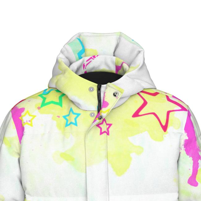 Warme Wintermantel mit Hundemotiv Sienna – Popart Hundemotiv, 90% Daunen, 10% Federn, bunt, stylisch, Windhund, Langhaar, Größe XS- 4XL