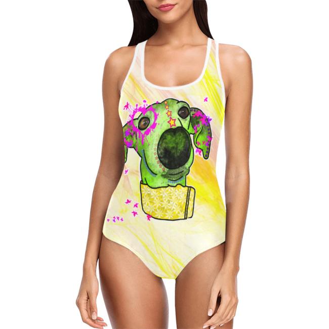 Preview: Badeanzug Hundemotiv Sienna -  85% Polyester, 15% Spandex, Wasserecht, mit Innenfutter, bunt, Windhunde