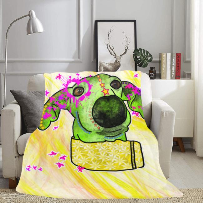 Preview: Decke Sienna -  Fleecedecke, kuschlig, weich, bunt, Motive in Digitaler Popart, 152cm x 203cm, bunt, Windhunde, Podenco, Mix, Sienna