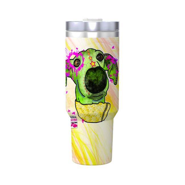 Preview: Tumbler mit Hundemotiv Sienna - Edelstahl, Becher, 1L, mit Strohhalm, bunt, Motive in Digitaler Popart, Mix, Mischling, Windhund, Podenco