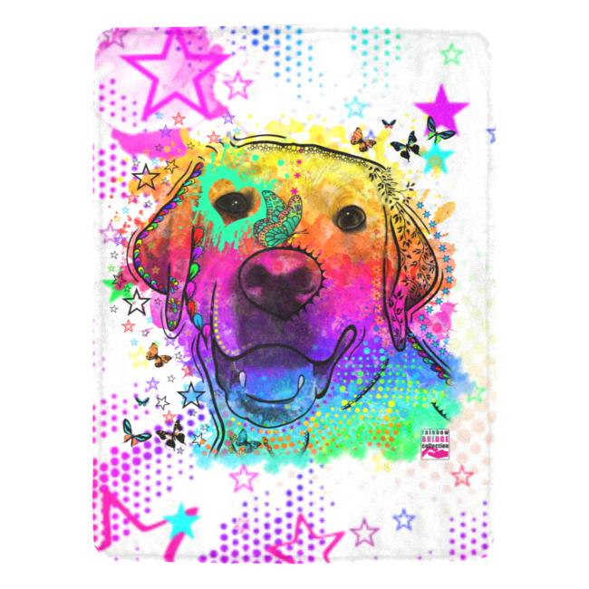 Decke Sunny -  Fleecedecke, kuschlig, weich, bunt, Motive in Digitaler Popart, 152cm x 203cm, bunt, Golden Retriever, Goldy