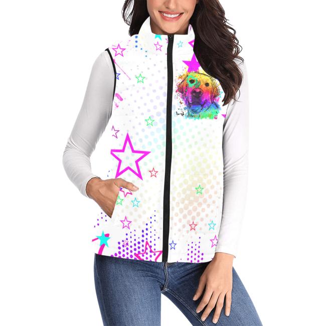 Preview: Weste mit Hundemotiv Sunny - 100 % Polyester, Wattiertes Futter, Ärmellos, bunt, Hundemotiv, Mischling, Mix, Golden Retriever