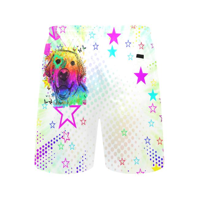 Badehose mit Hundemotiv Sunny - Badehose, Shorts, Strand, bunt, Swimwear, Bademode, Mix, Mischling, Golden Retriever, Goldy