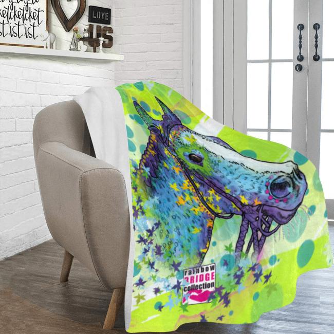 Preview: Decke Tasci -  Fleecedecke, kuschlig, weich, bunt, Motive in Digitaler Popart, 152cm x 203cm, bunt, Pferd, Rennpferd