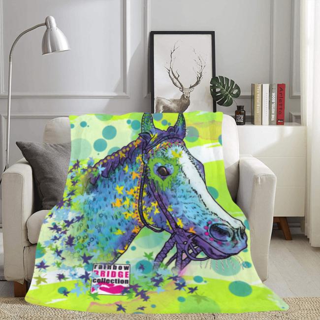 Decke Tasci -  Fleecedecke, kuschlig, weich, bunt, Motive in Digitaler Popart, 152cm x 203cm, bunt, Pferd, Rennpferd