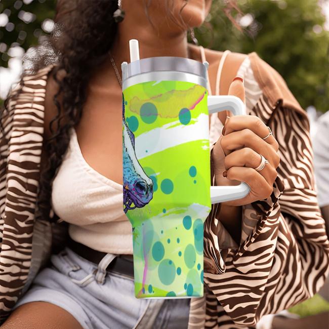 Preview: Tumbler mit Pferdemotiv Tasci - Edelstahl, Becher, 1L, mit Strohhalm, bunt, Motive in Digitaler Popart, Pferd, Rennpferd