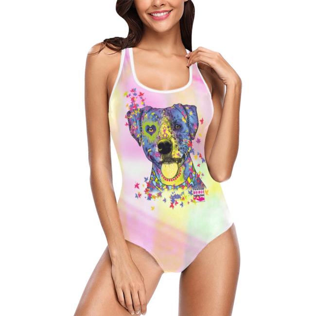 Badeanzug Hundemotiv Tayra -  85% Polyester, 15% Spandex, Wasserecht, mit Innenfutter, bunt, AmStaff, Staff, Staffordshire, SOKA, Listenhund