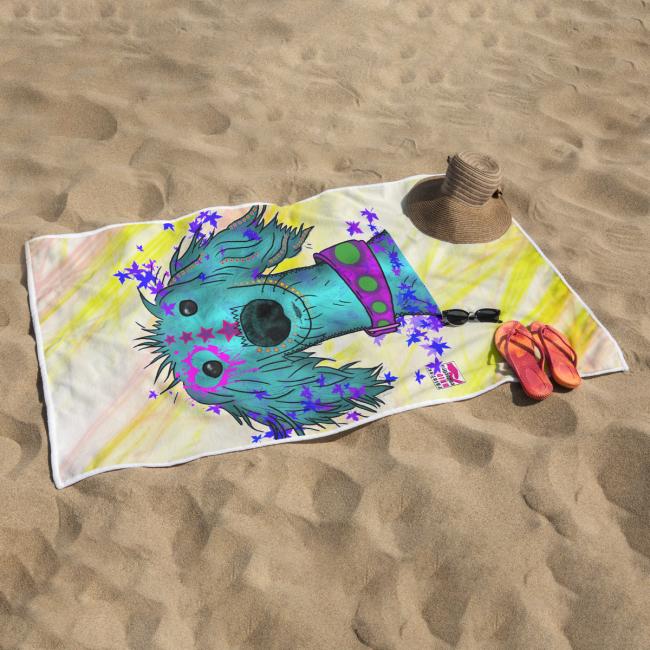 Preview: Badehandtuch Tootsi – Popart-Hundemotiv, 75x165 cm, 100 % Polyester, weich & schnelltrocknend