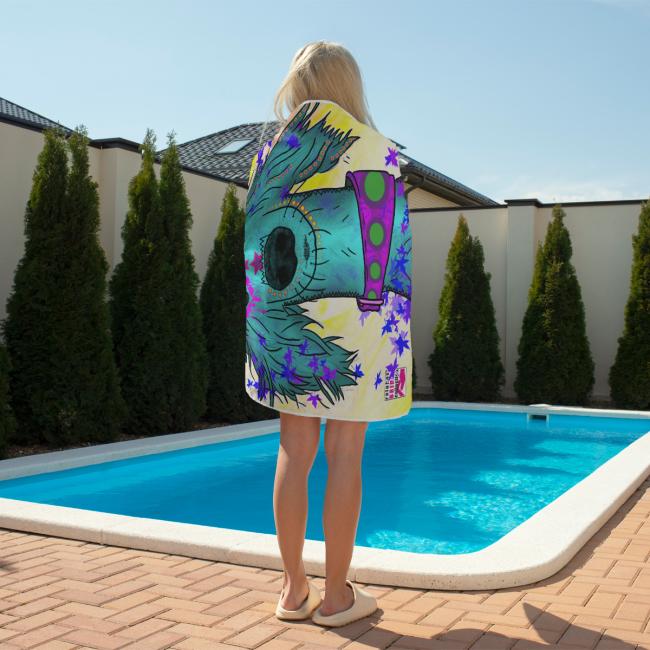 Preview: Badehandtuch Tootsi – Popart-Hundemotiv, 75x165 cm, 100 % Polyester, weich & schnelltrocknend