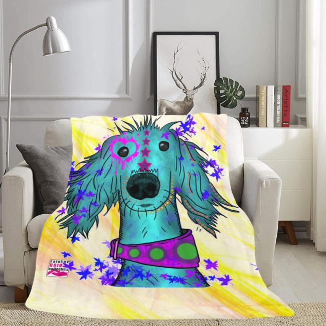 Decke Tootsie -  Fleecedecke, kuschlig, weich, bunt, Motive in Digitaler Popart, 152cm x 203cm, bunt, Windhunde, Podenco, Mix, Sienna