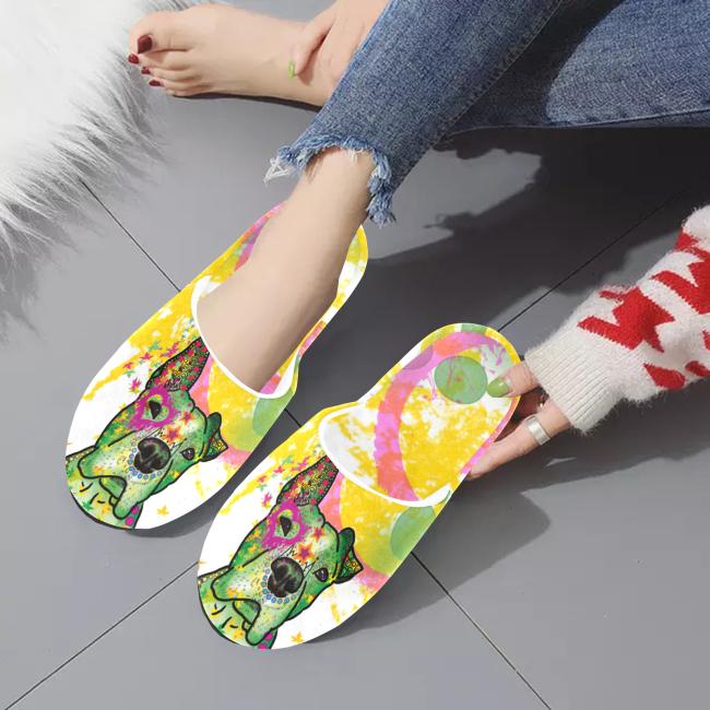 Preview: Hauspuschen Hundemotiv Tyson - Hausschuhe, Pantoffeln, Unisex, Grösse 35-43, bunt, Mischling, Mix, Staffordshire, Staff, Amstaff, Pitbull, Pit, SOKA, Listenhund