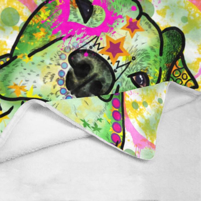 Decke Tyson -  Fleecedecke, kuschlig, weich, bunt, Motive in Digitaler Popart, 152cm x 203cm, bunt, Staff, Amstaff, Staffordshire, Soka, Listenhund, Bollerkopf, Mix