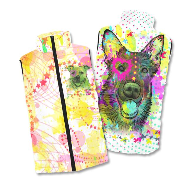 Weste mit Liebelingsmotiv von RBC - 100 % Polyester, Wattiertes Futter, Ärmellos, bunt, Hundemotiv