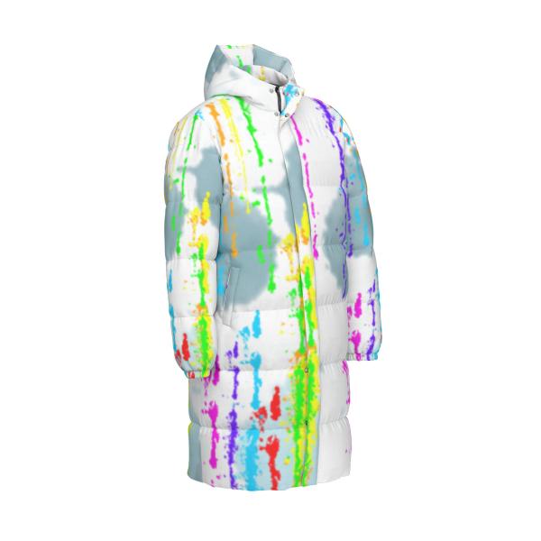 Warme Wintermantel mit Hundemotiv Alec – Popart Hundemotiv, 90% Daunen, 10% Federn, bunt, stylisch, Schäferhund, Rottweiler, Mix, SOKA, Listenhund, Größe XS- 4XL