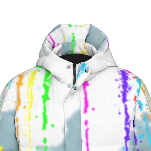 Warme Wintermantel mit Hundemotiv Alec – Popart Hundemotiv, 90% Daunen, 10% Federn, bunt, stylisch, Schäferhund, Rottweiler, Mix, SOKA, Listenhund, Größe XS- 4XL