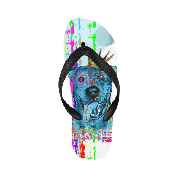 Flip Flops Hundemotiv Alec - Strandsandalen, Sandalen, bunt, Grösse 38-45, Unisex, Mischling, Mix, Deutscher Schäferhund