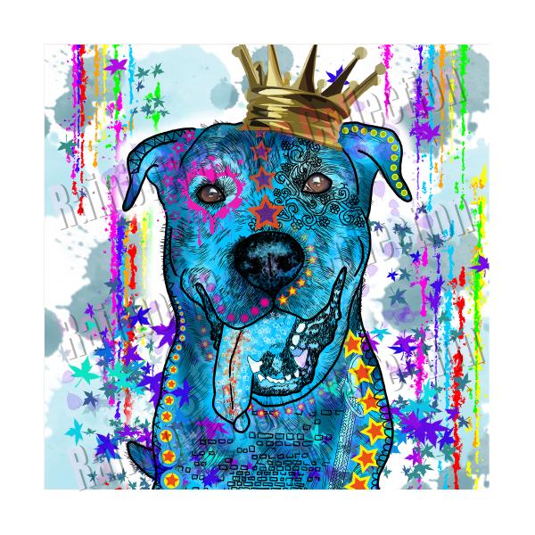 Alec: Bild von einem Schäferhund Mischling in Digitaler Popart, bunt mit dicken Outlines