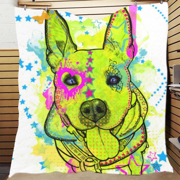 Strandtuch, Badetuch, Saunatuch mit buntem Hundemotiv in digitaler Popart mit Hunde Motiv Amy3
