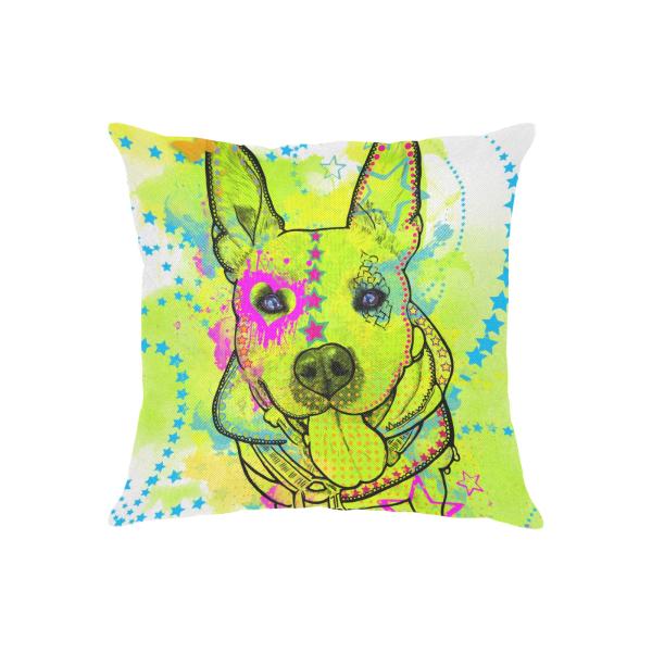 Weiches, bequemes Sofakissen, mit bunten Hundemotiven, American Staffordshire Terrier, AmStaff, Staff, Staffi, Pitbull, Piti, Pitbullterrier