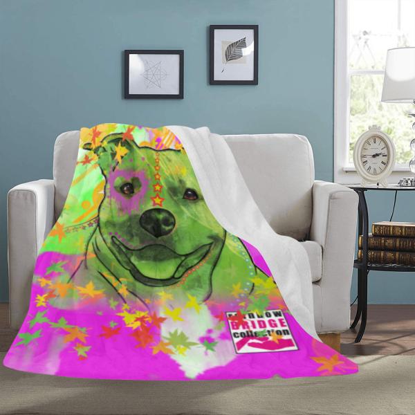 Decke Angel -  Fleecedecke, kuschlig, weich, bunt, Motive in Digitaler Popart, 152cm x 203cm, bunt, Staff, Amstaff, Staffordshire, Soka, Listenhund, Bollerkopf, Mix