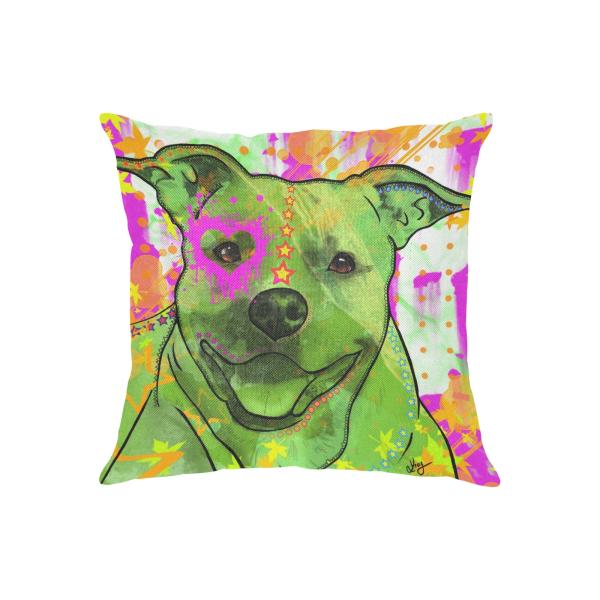 Weiches, bequemes Sofakissen, mit bunten Hundemotiven, American Staffordshire Terrier, AmStaff, Staff, Staffi, Pitbull, Piti, Pitbullterrier