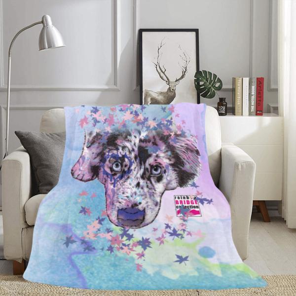 Decke Aussie  -  Fleecedecke, kuschlig, weich, bunt, Motive in Digitaler Popart, 152cm x 203cm, bunt, Australian Shepherd