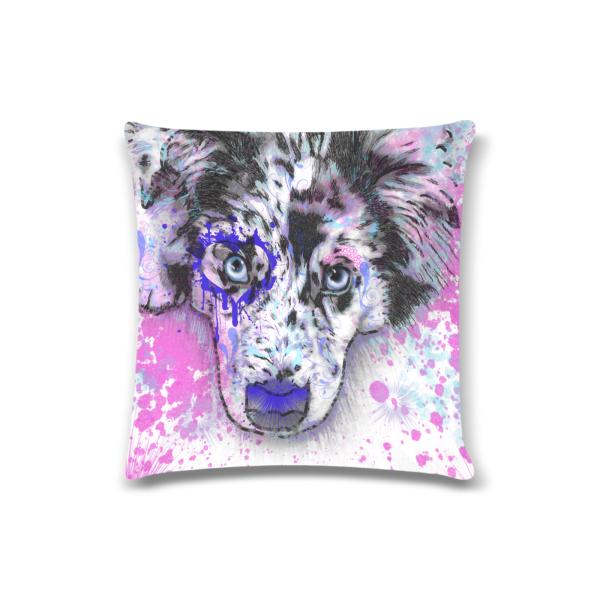 Sofakissen-Bezug Aussie- Popart Hundeporträt, 50x50 cm, Baumwolle & Polyester, beidseitig bedruckt, waschbar